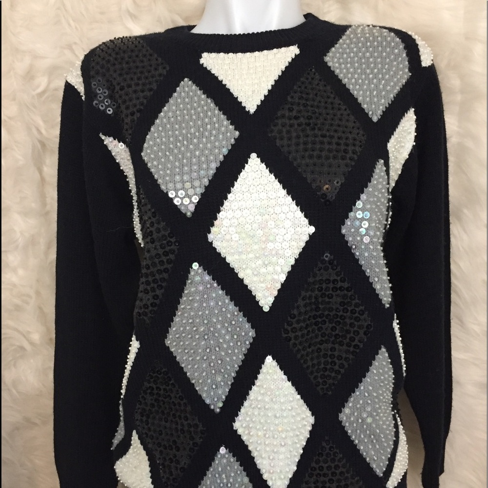 Alfred Dunner Womens PM Sweater Sequined